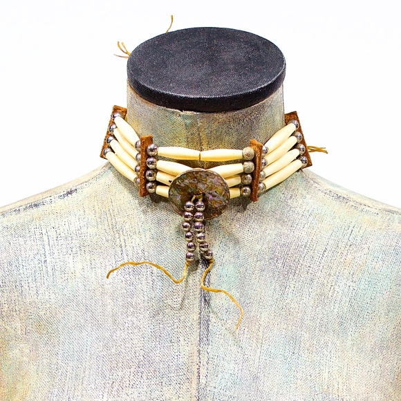 VTG 70's Bone Horn Shell Choker - Picture 2 of 4